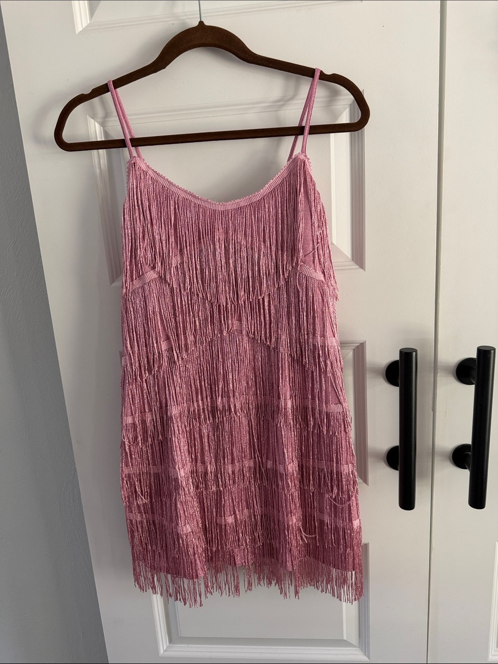 Pink Fringe Slip Dress